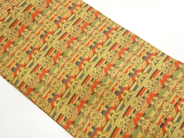 JAPANESE NAGOYA OBI / WOVEN BIRD